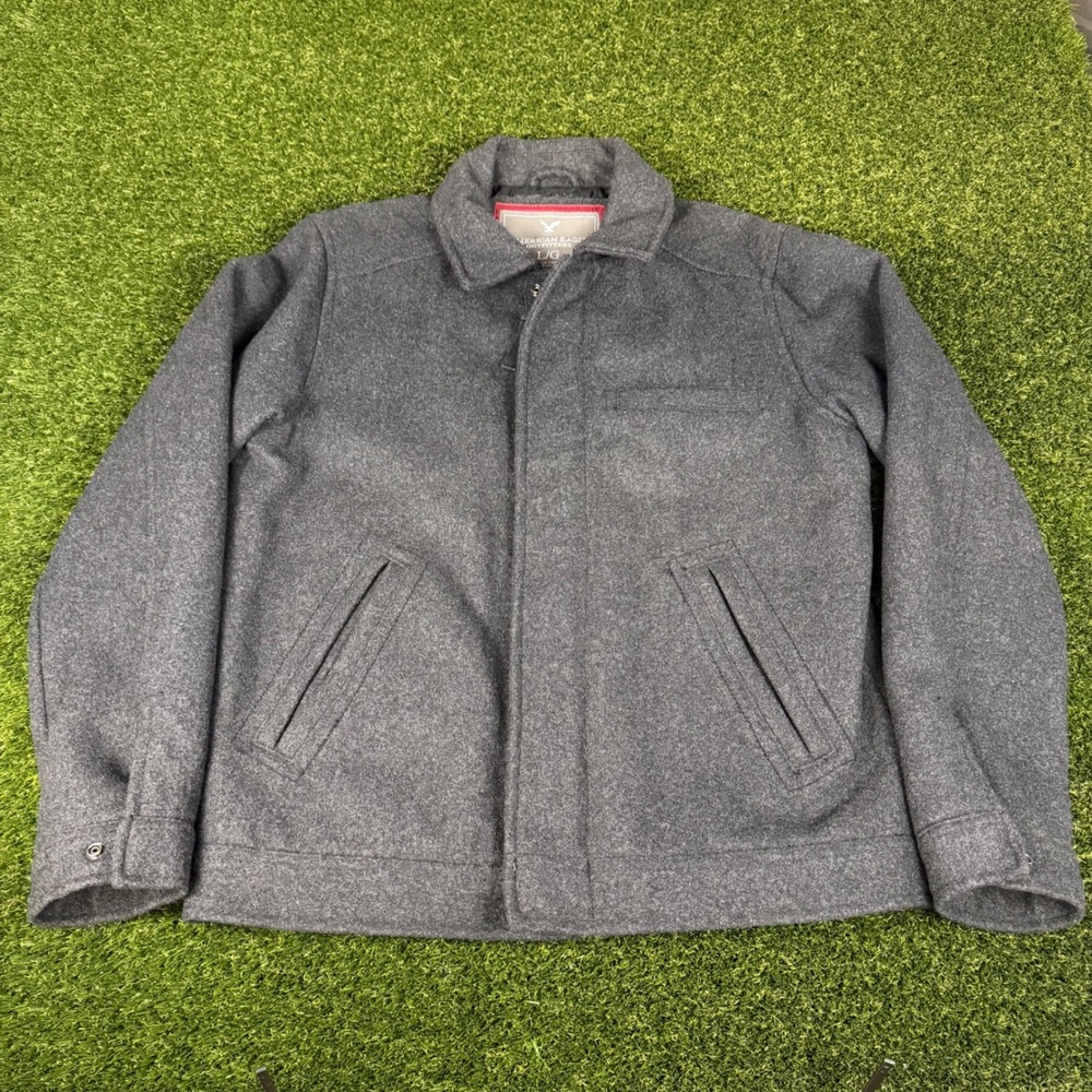Vintage American Eagle Outfitters Mens Wool Blend Quilted Lined Jacket Gray L